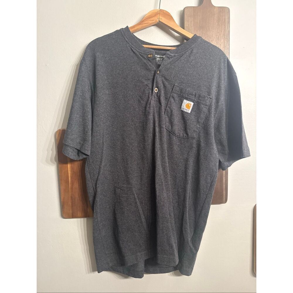 Carhartt men’s loose fit button up pocket‎ tee grey size Medium